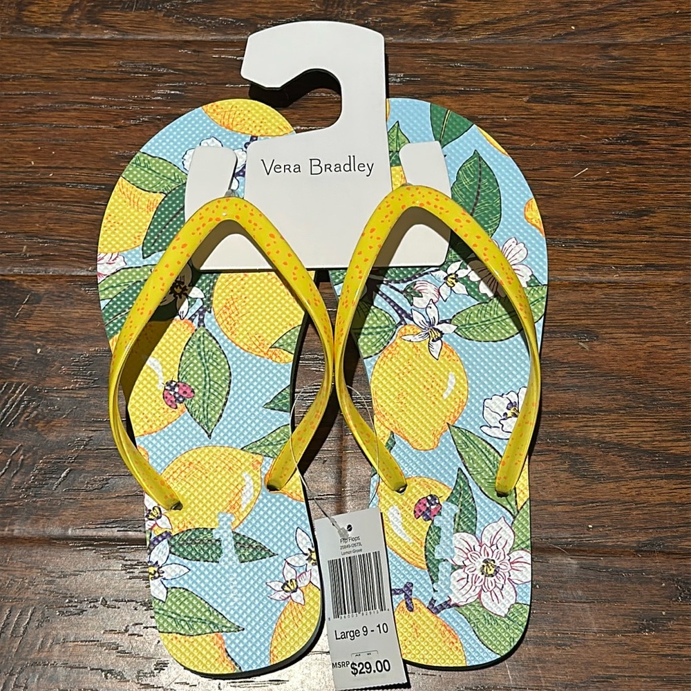 NWT Vera Bradley Lemon Grove Flip Flops